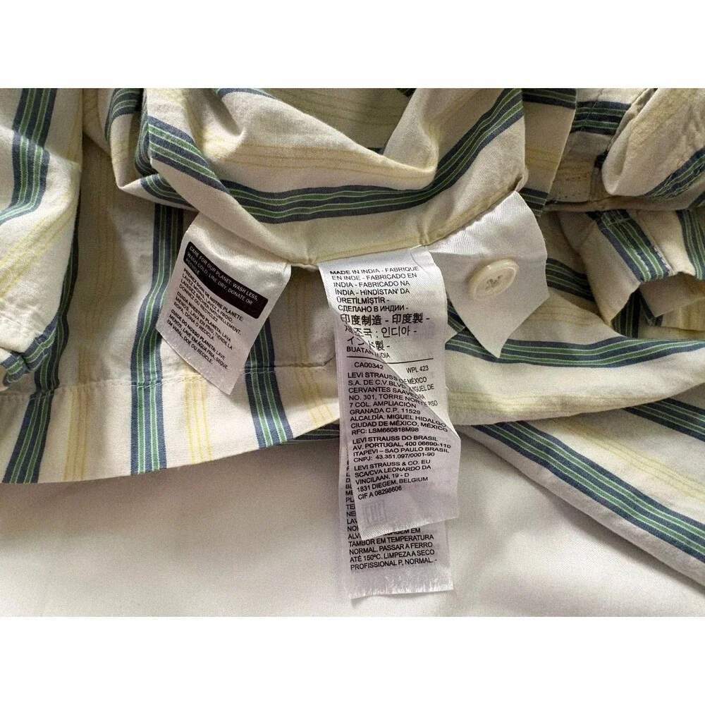 Mens Levis Cotton Short Sleeve Shirt and White Horizontal Stripe XL Skater